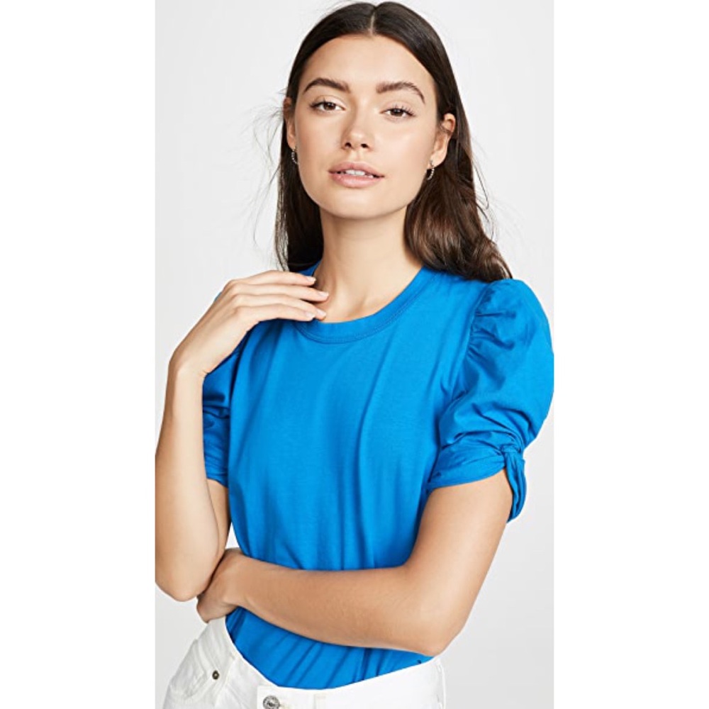 A.L.C. Katie Puff Sleeve Tee T-shirt Ocean Blue XS